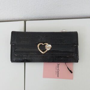 (#116) Juicy Couture Black Open Heart Gusset Flap clutch Wallet